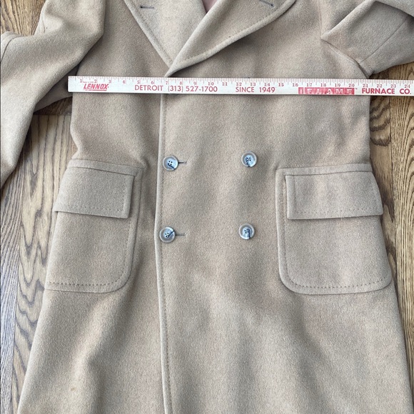 Men's winter coat 100% mongolian camel hair tan deep pockets double breasted - Picture 6 of 13